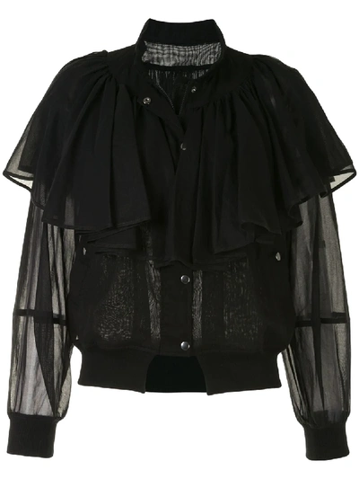Shop Enföld Semi Sheer Frill Jacket In Black