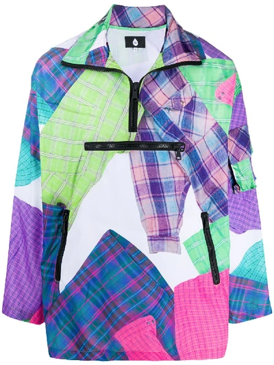 Shop Duoltd Oversized Patchwork Print Pullover Jacket In Blue