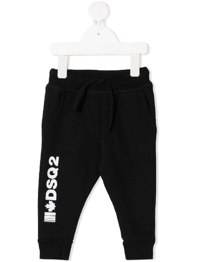 Shop Dsquared2 Short Logo Leg Trackpants In Black