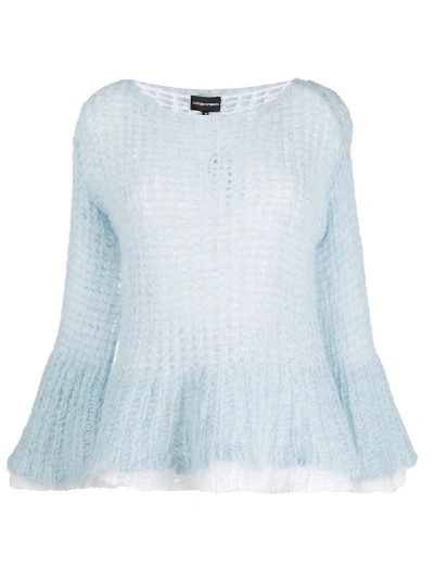 Shop Emporio Armani Layered-effect Flared Jumper In Blue