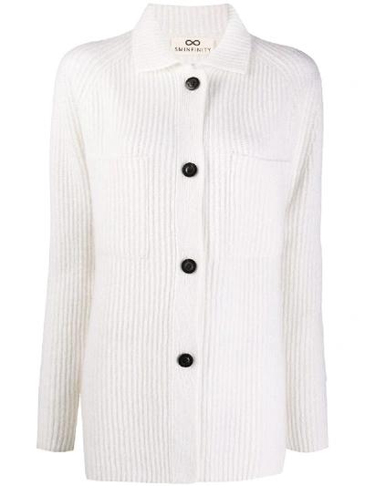 Shop Sminfinity Ribbed-knit Button-up Cardigan In White