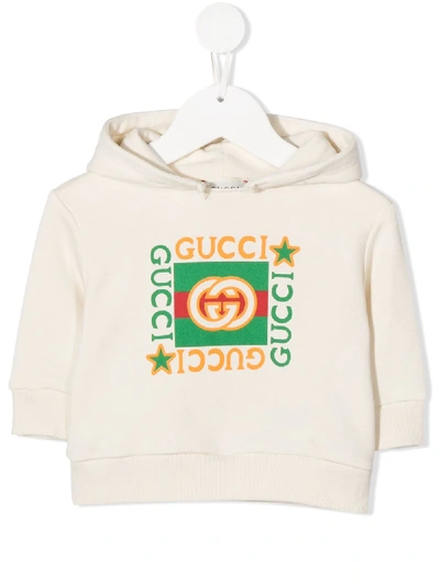 Shop Gucci Logo-print Hoodie In White