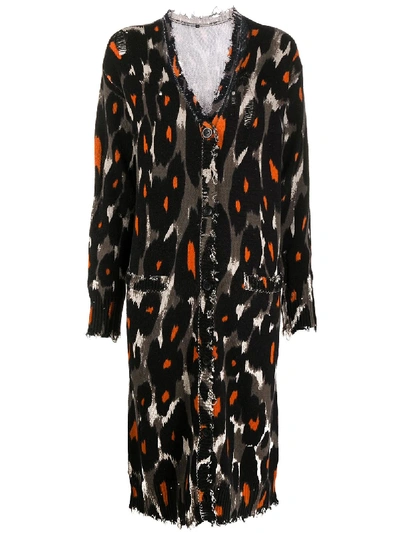 Shop R13 Leopard-print Longline Cardigan In Black