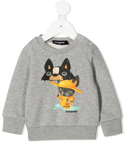 Dsquared2 Multicolor Print Sweatshirt In Grey In Grey