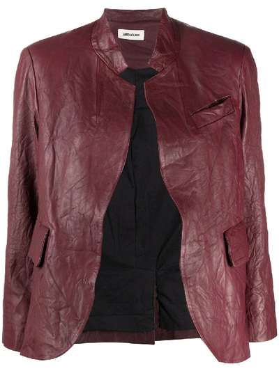 Shop Zadig & Voltaire Crinkle-effect Band Collar Jacket In Purple