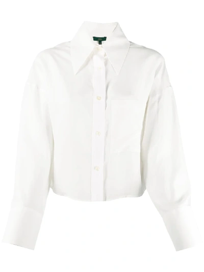 Shop Jejia Silk Pointed Collar Shirt In White