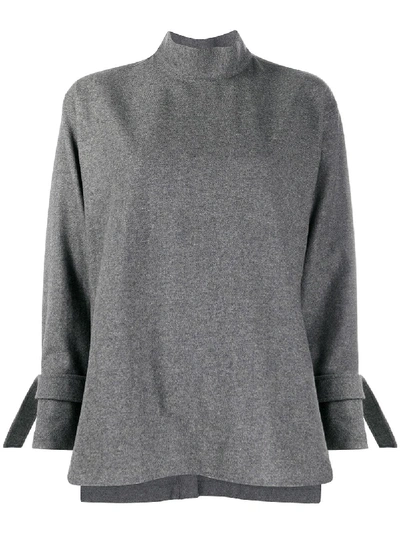 Shop Jejia High Neck Virgin Wool Blend Jumper In Grey
