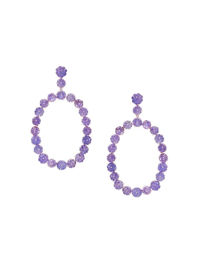 Shop Nina Runsdorf 18kt Rose Gold Iolite Frontal Hoop Earrings In Purple