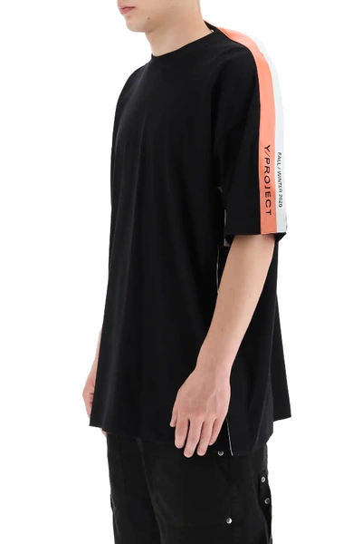 Shop Y/project T-shirt With Two-tone Bands In Black,orange,white