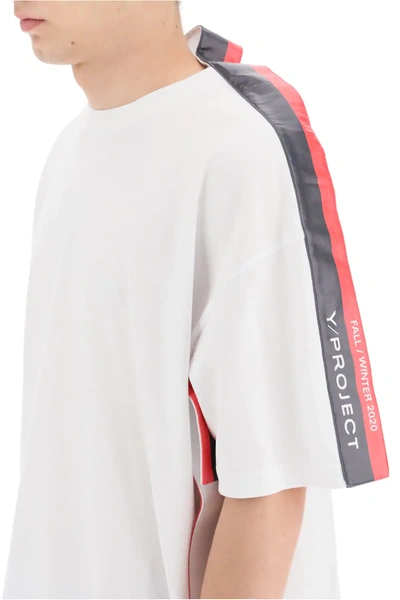 Shop Y/project T-shirt With Two-tone Bands In White,red,black