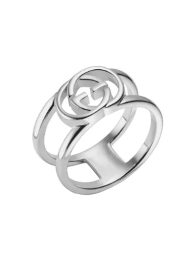 Shop Gucci Ring With Interlocking G Motif In Sterling Silver