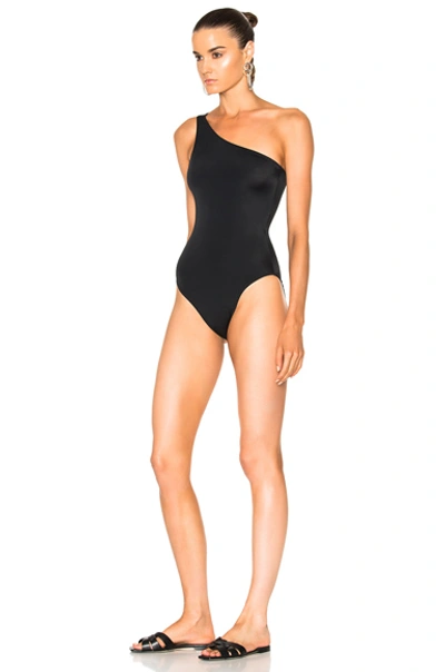 Shop Norma Kamali One Shoulder Mio Swimsuit In Black