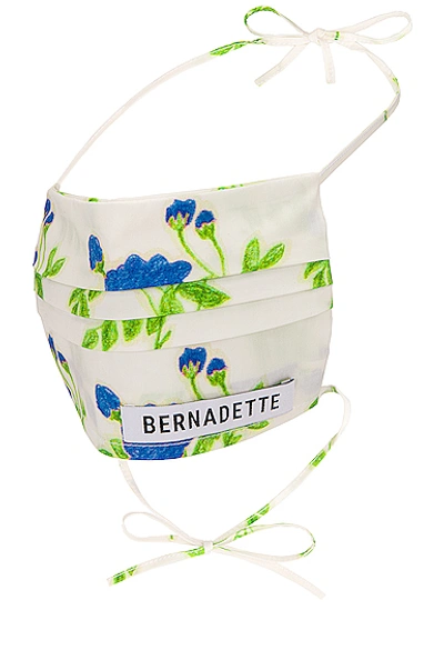 Shop Bernadette Mask In Blue Crayon Rose On Ivory