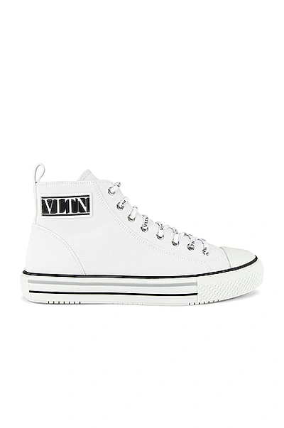 Shop Valentino High-top Sneaker In White & Black & Pastel Grey