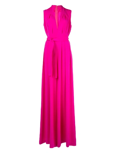 Shop Adam Lippes Silk Hot Pink Belted Jumpsuit