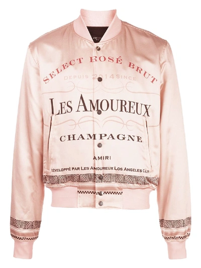 Shop Amiri Les Amoureux Champagne Bomber Jacket In Pink