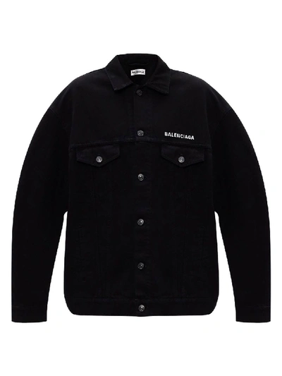 Shop Balenciaga Black Denim Buttoned Jacket