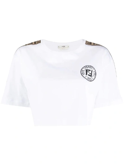 Shop Fendi Cropped Rama T-shirt In White