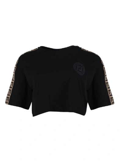 Shop Fendi Cropped Rama T-shirt Black