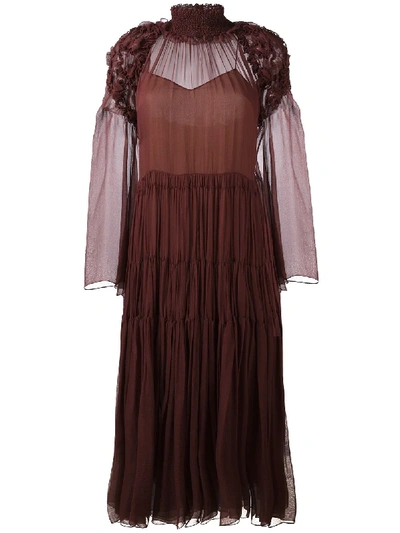 Chloé Gestfutes Kreppkleid In Plum