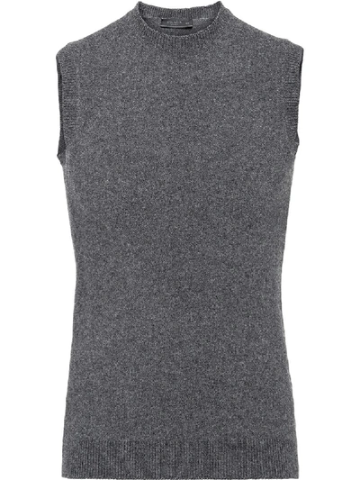 Shop Prada Knitted Cashmere Vest In Grey