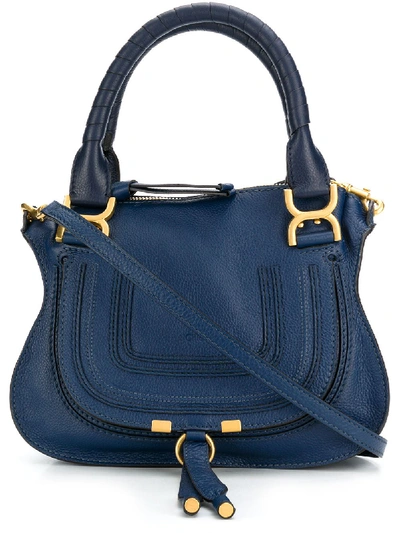 Shop Chloé Marcy Leather Tote Bag In Blue