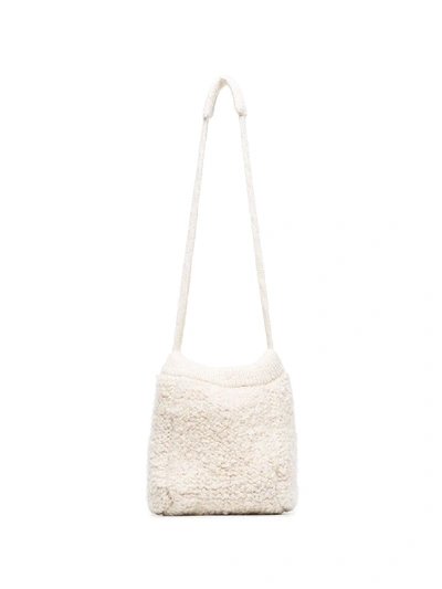 Shop Jil Sander Chunky-knit Bucket Bag In White
