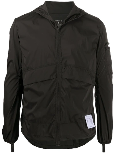 Shop Satisfy Hooded Light Jacket In Black