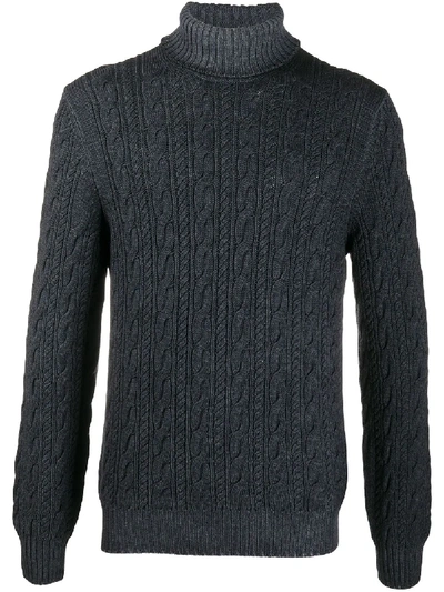 Shop Tagliatore Turtle Neck Chunky Knit Jumper In Blue