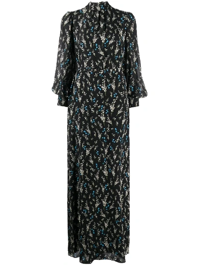 Shop Erdem Floral-print Maxi Dress In Black