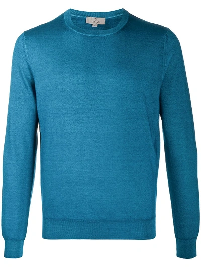 Shop Canali Crewneck Knit Jumper In Blue