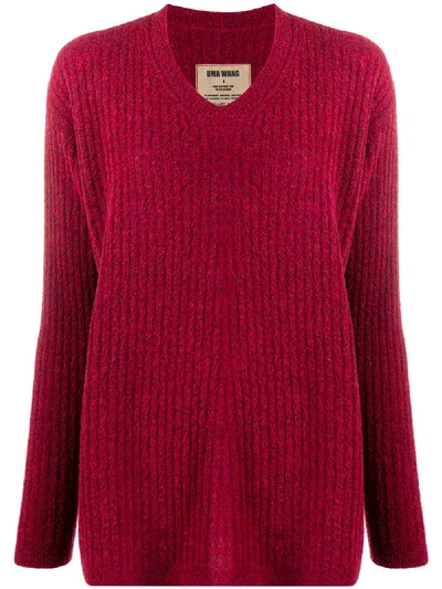 Shop Uma Wang Round Neck Knitted Jumper In Red