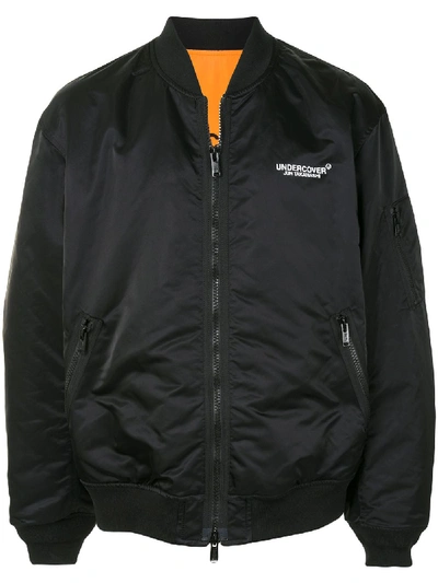 Shop Undercover Logo-print Bomber Jacket In Black