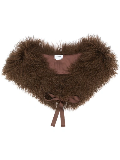 Shop P.a.r.o.s.h Shearling Ribbon Tie Scarf In Brown