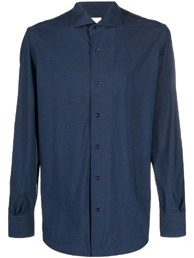Shop Mazzarelli Long-sleeve Fitted Shirt In Blue