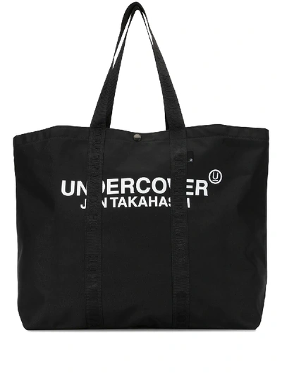 Shop Undercover Logo Print Nylon Tote Bag In Black
