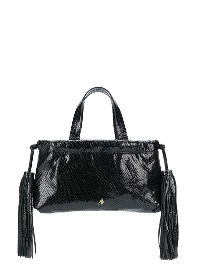 Shop Attico Tassel-embellished Embossed Tote Bag In Black