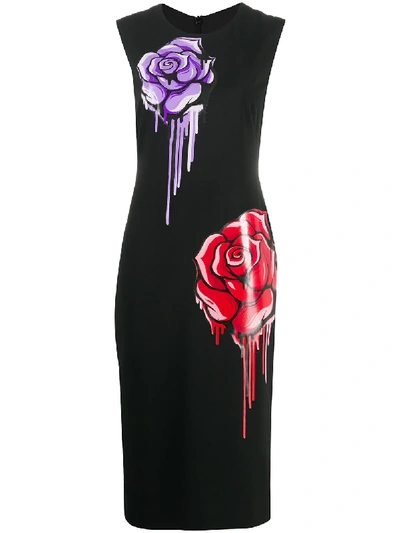 Shop Boutique Moschino Floral-print Sleeveless Dress In Black