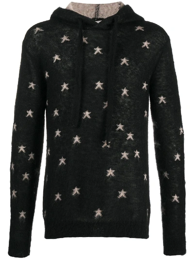 Shop Laneus Star Print Hoodie In Black