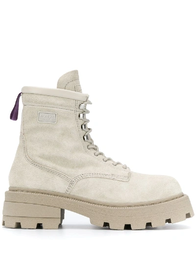 Shop Eytys Square-toe Leather Lace-up Boots In Neutrals