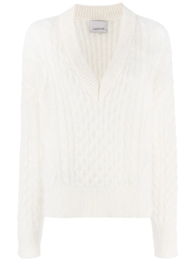 Shop Laneus Cable-knit Jumper In White