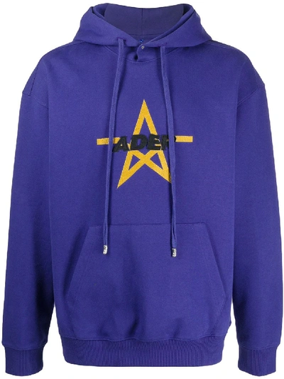 Shop Ader Error Star-print Hooded Sweatshirt In Blue