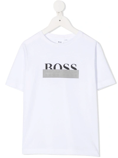 Shop Hugo Boss Logo-print T-shirt In White