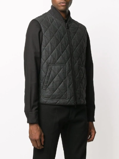 Shop Ermenegildo Zegna Quilted Wool Gilet In Grey