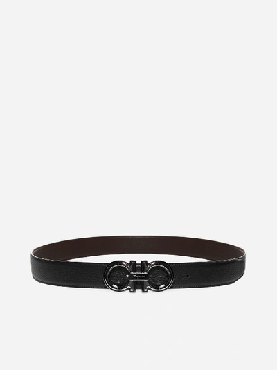 Shop Ferragamo Gancini Reversible Leather Belt