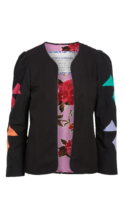 Shop Alix Of Bohemia Edie Rainbow Quilt Jacket In Black Multi