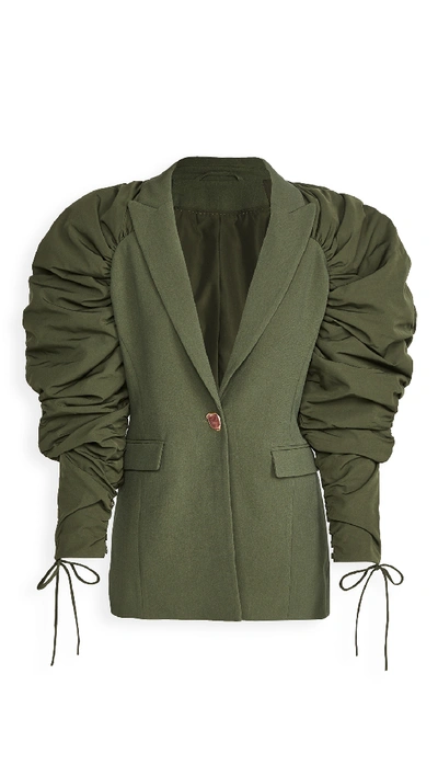 Shop Aje Interlace Jacket In Olive