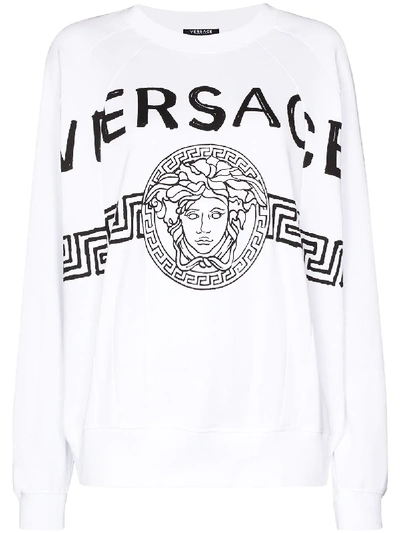 Shop Versace Medusa Head Logo Sweatshirt In White