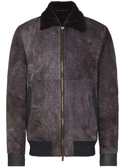 Shop Ajmone Lacon Front-zip Bomber Jacket In Grey
