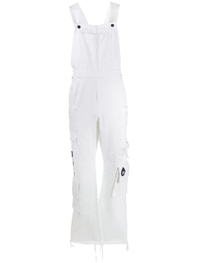Shop Duoltd Multi-pocket Denim Overalls In White